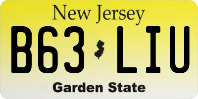 NJ license plate B63LIU