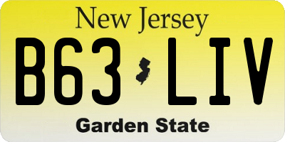 NJ license plate B63LIV