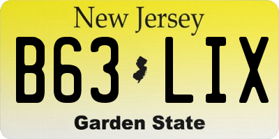 NJ license plate B63LIX