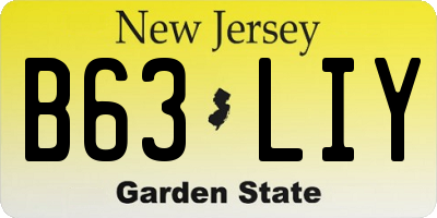 NJ license plate B63LIY