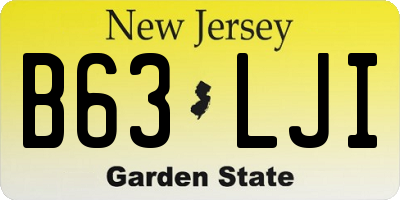 NJ license plate B63LJI