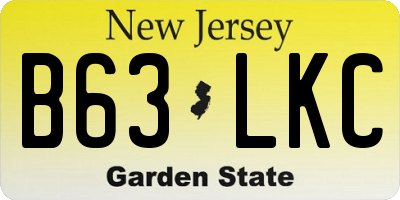NJ license plate B63LKC