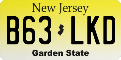 NJ license plate B63LKD