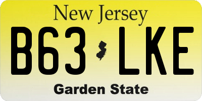 NJ license plate B63LKE