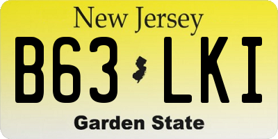 NJ license plate B63LKI