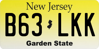 NJ license plate B63LKK