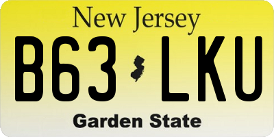 NJ license plate B63LKU