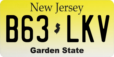 NJ license plate B63LKV