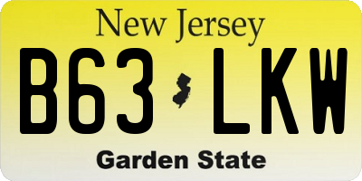 NJ license plate B63LKW