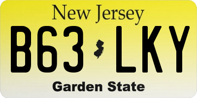 NJ license plate B63LKY