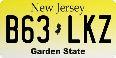 NJ license plate B63LKZ