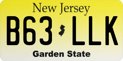 NJ license plate B63LLK