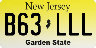 NJ license plate B63LLL