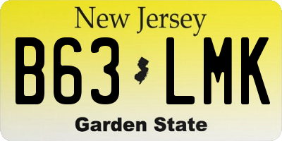 NJ license plate B63LMK