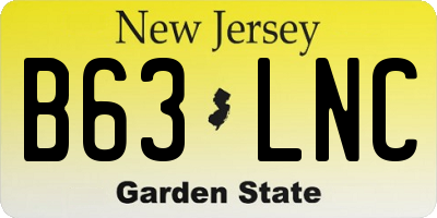 NJ license plate B63LNC