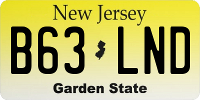 NJ license plate B63LND
