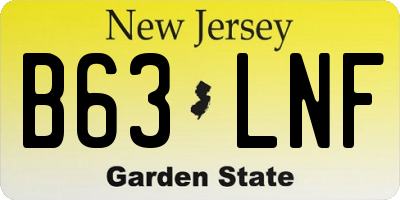 NJ license plate B63LNF
