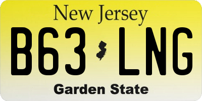 NJ license plate B63LNG