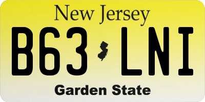 NJ license plate B63LNI