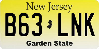 NJ license plate B63LNK