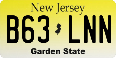 NJ license plate B63LNN