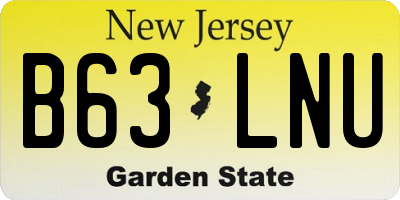NJ license plate B63LNU