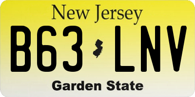 NJ license plate B63LNV