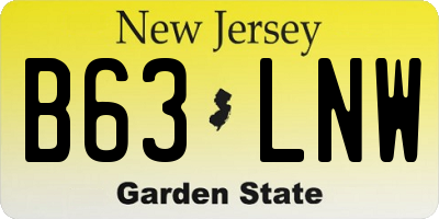 NJ license plate B63LNW