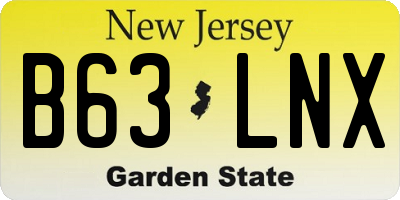 NJ license plate B63LNX