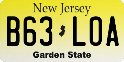 NJ license plate B63LOA