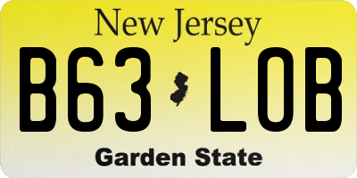 NJ license plate B63LOB