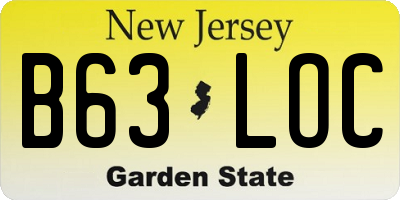 NJ license plate B63LOC