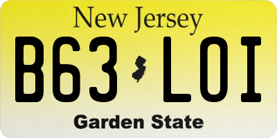 NJ license plate B63LOI