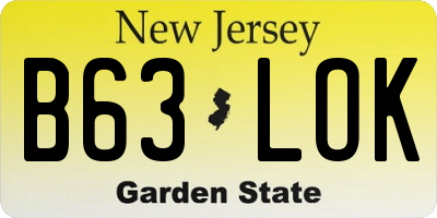 NJ license plate B63LOK