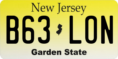 NJ license plate B63LON