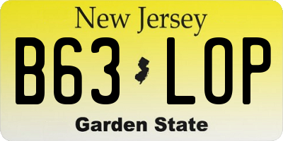 NJ license plate B63LOP