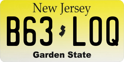 NJ license plate B63LOQ