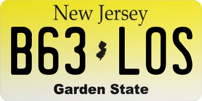 NJ license plate B63LOS