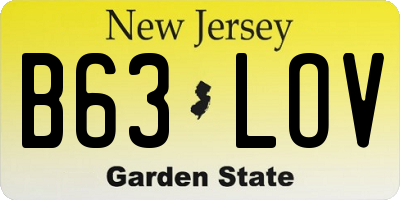 NJ license plate B63LOV