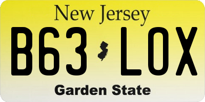 NJ license plate B63LOX