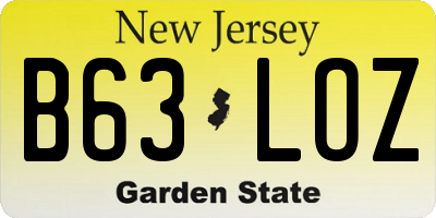 NJ license plate B63LOZ