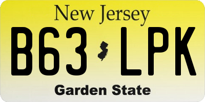 NJ license plate B63LPK