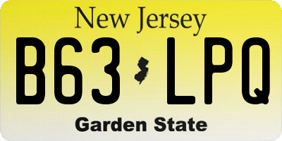 NJ license plate B63LPQ