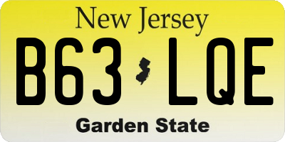 NJ license plate B63LQE