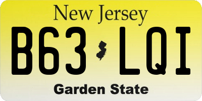 NJ license plate B63LQI
