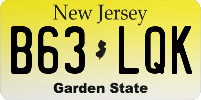 NJ license plate B63LQK