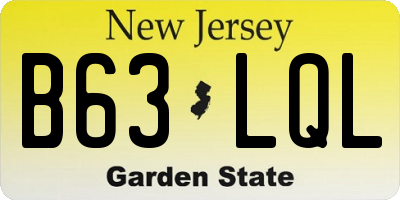 NJ license plate B63LQL