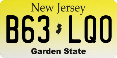 NJ license plate B63LQO