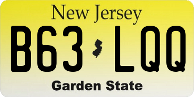 NJ license plate B63LQQ