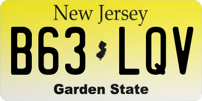 NJ license plate B63LQV